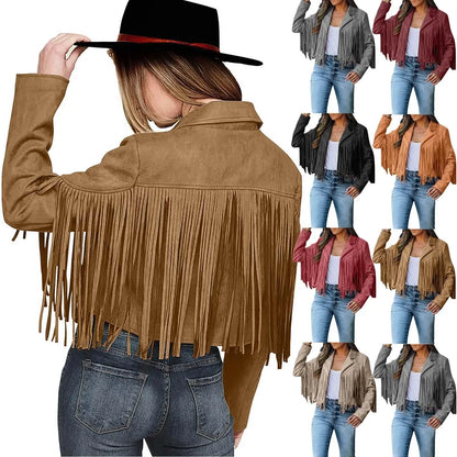 Frauenjacke mit Fransen Chic Design - IdealeKleiden