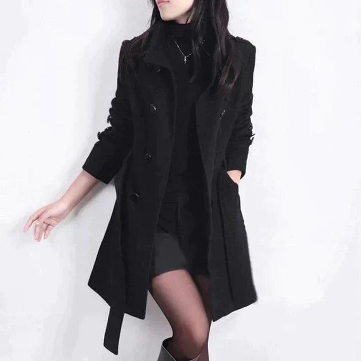 Modische Damenjacke mit Gürtel Elegant Damenschwarz