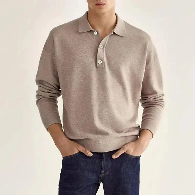 Herren Langarm Poloshirt Elegant Style - IdealeKleiden