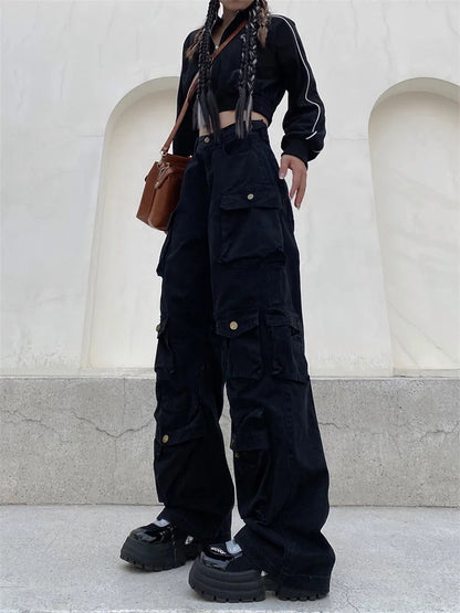Retro Cargo-Hose Viel Taschen Weites Bein