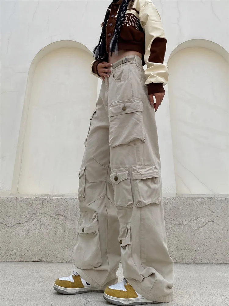 Retro Cargo-Hose Viel Taschen Weites Bein