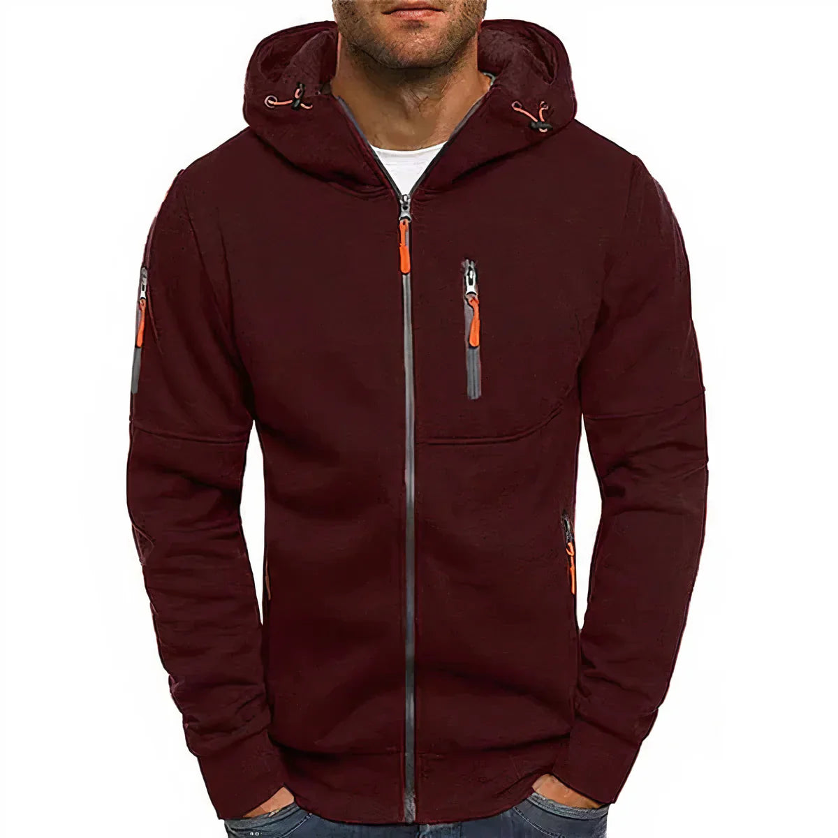 Herren Parka Jacke Kapuze Reißverschluss