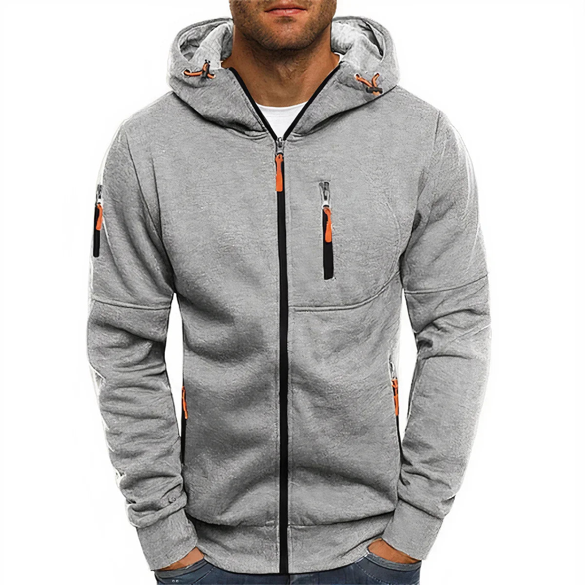 Herren Parka Jacke Kapuze Reißverschluss