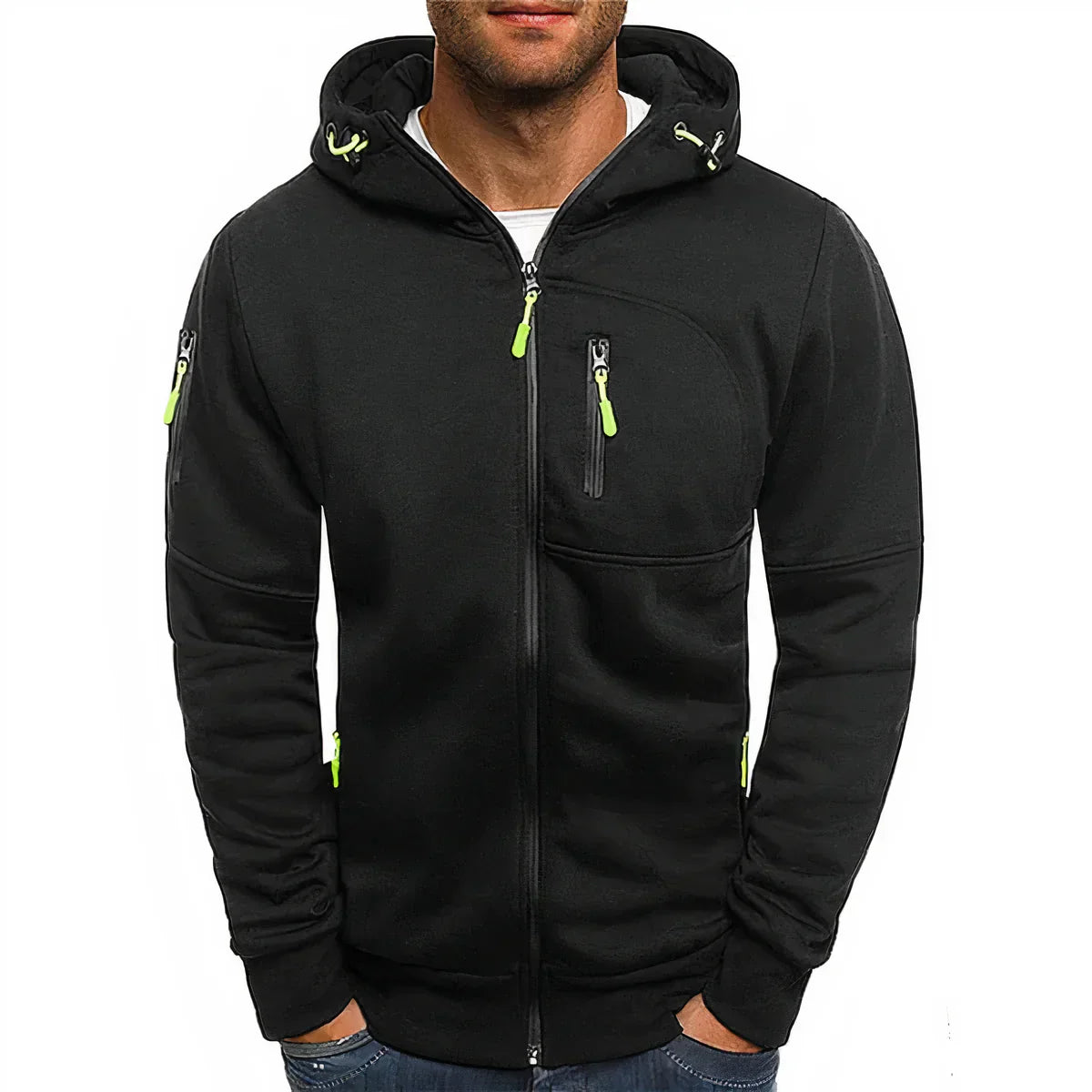 Herren Parka Jacke Kapuze Reißverschluss