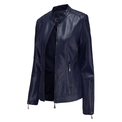 Herbst Lederjacke Frauen Stilvoll