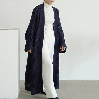 Damen Lange Offene Strickjacke Trendy