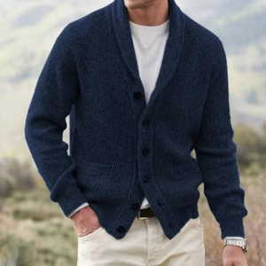 Herren Cardigan Strick Modern Schalkragen
