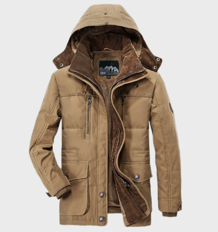 Herren Winterparka Warm Kapuze Taschen - IdealeKleiden
