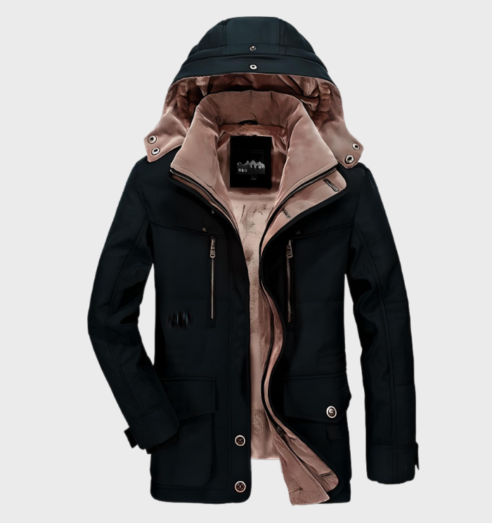 Herren Winterparka Warm Kapuze Taschen