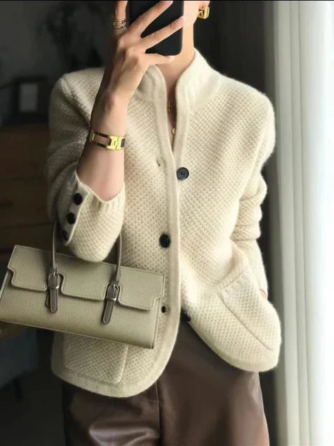 Elegantes Damenkleid | Strickcardigan Hochgeschlossen Modisch - IdealeKleiden