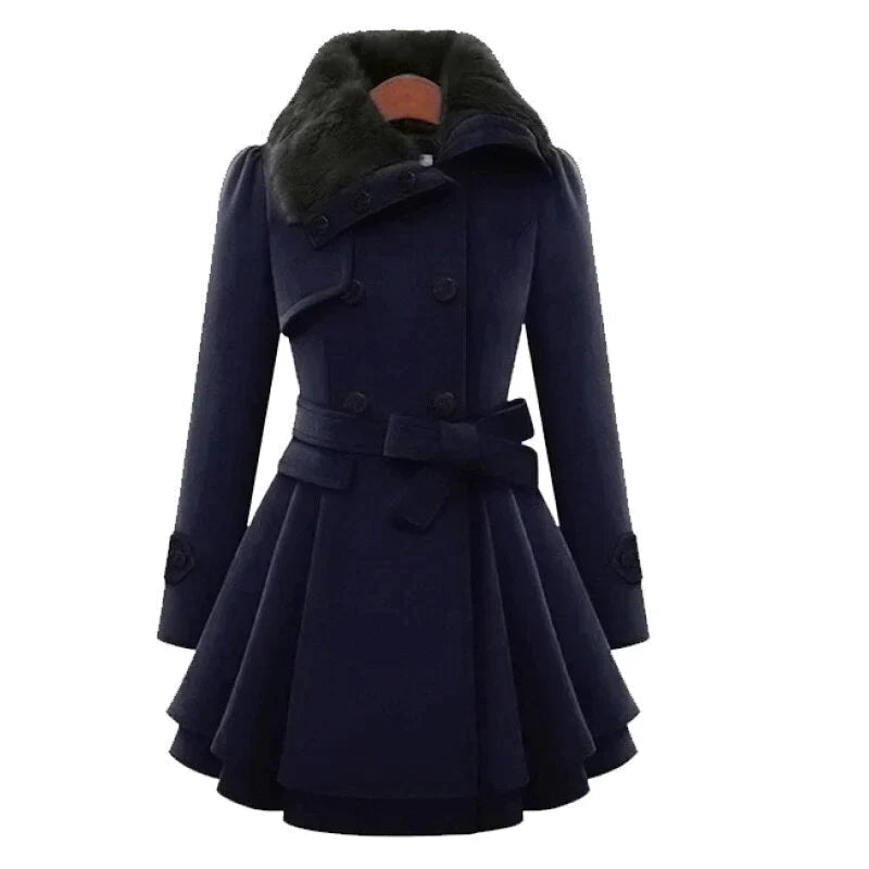 Stylischer Damen-Trenchcoat mit weichem Kunstpelz