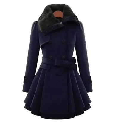 Stylischer Damen-Trenchcoat mit weichem Kunstpelz