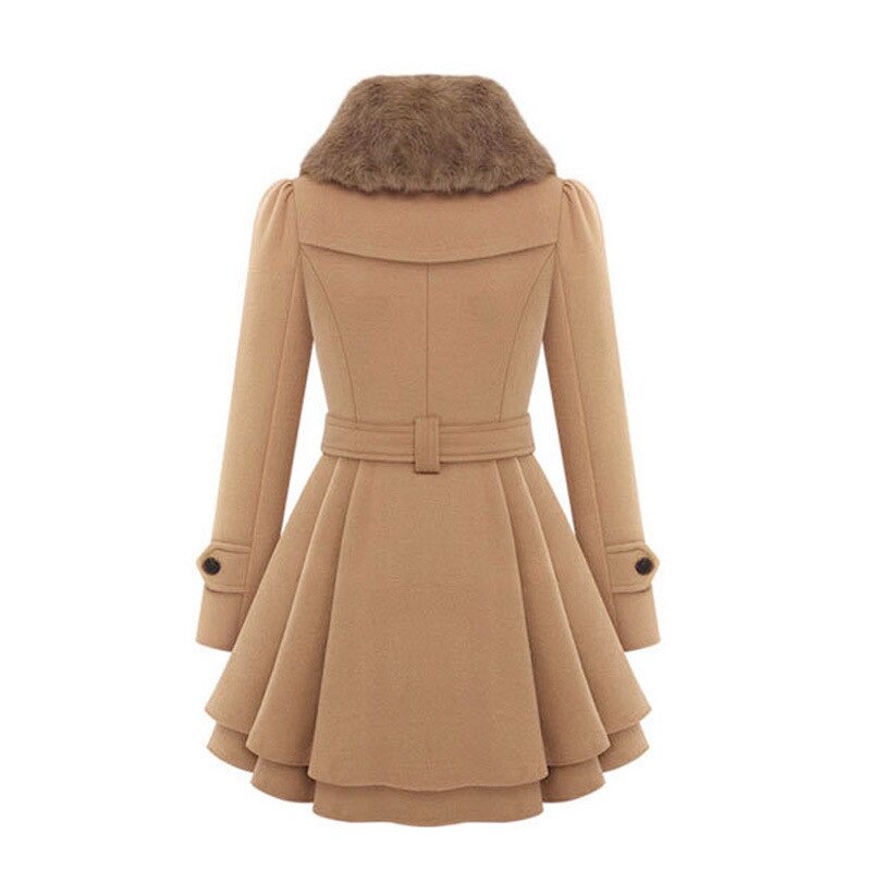 Wintermantel Damen Warm Kunstfellkragen - IdealeKleiden