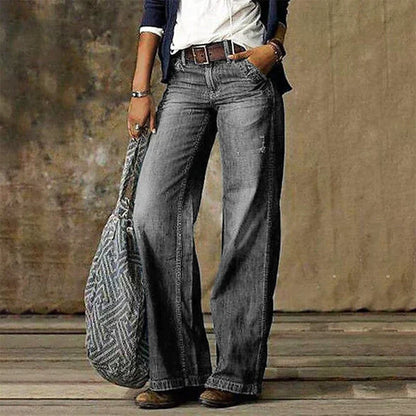 Modische Damen Jeans Gerade Bein