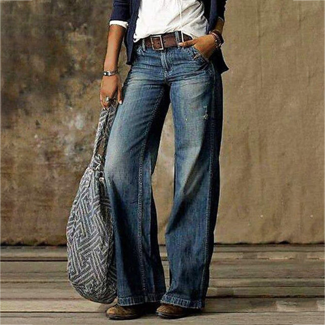 Modische Damen Jeans Gerade Bein