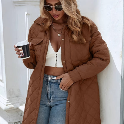 Damen Winterjacke Wattierte Pufferjacke Lang
