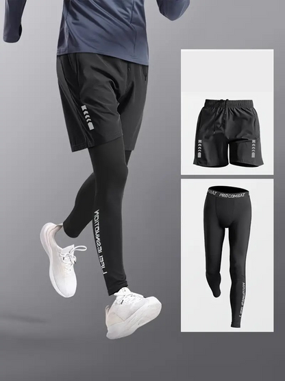 Männer Sportleggings Shorts Set Trainingsbekleidung