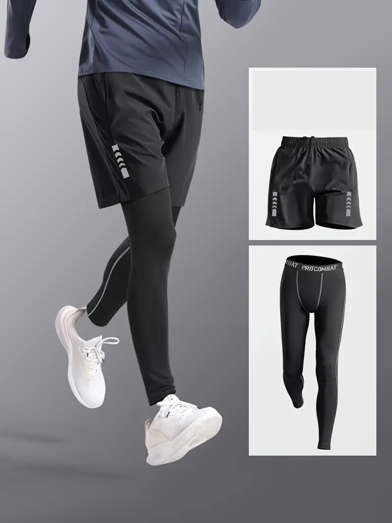 Männer Sportleggings Shorts Set Trainingsbekleidung
