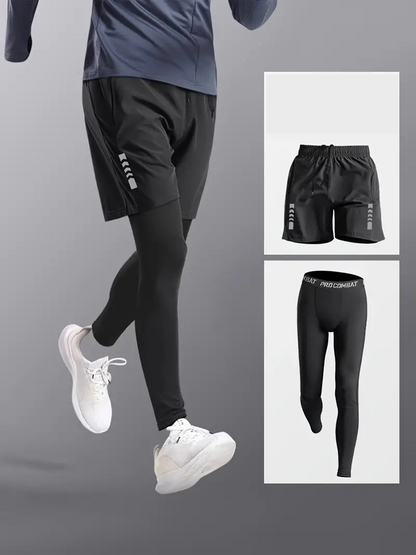 Männer Sportleggings Shorts Set Trainingsbekleidung