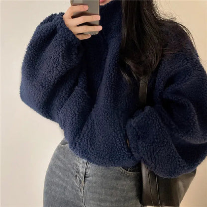 Weiche Teddyjacke Damen Stehkragen Kuscheljacke