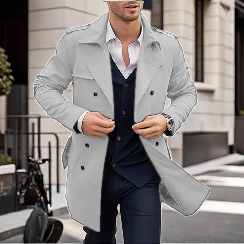 Herren Trenchcoat Klassisch Schnitt Mit Taschen