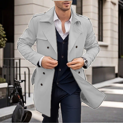 Herren Trenchcoat Klassisch Schnitt Mit Taschen