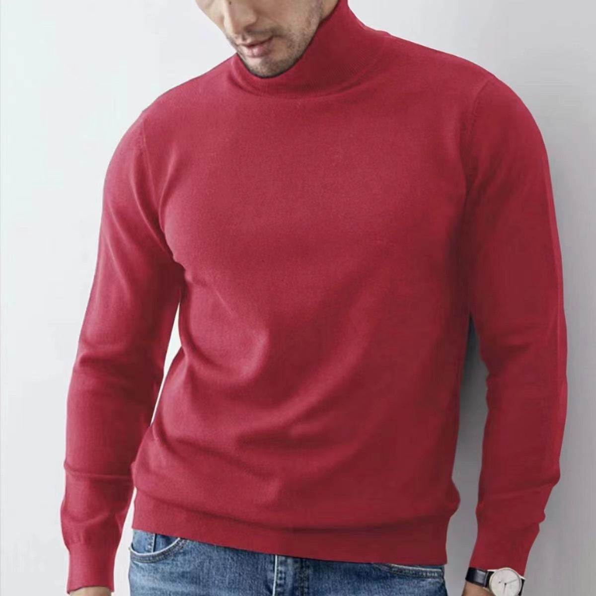 Slim Fit Rollkragenpullover Weich Atmungsaktiv