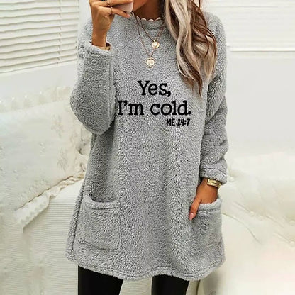 Übergröße Sweatshirt Doppelseitig Fleece Langarm mit Taschen