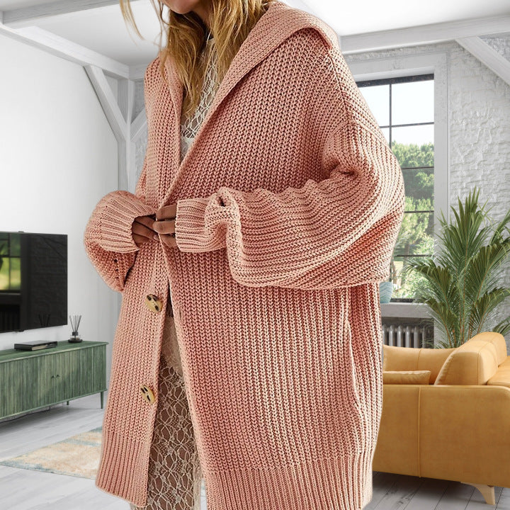 Große Strickjacke Offen Vorne Langärmlig Mit Taschen