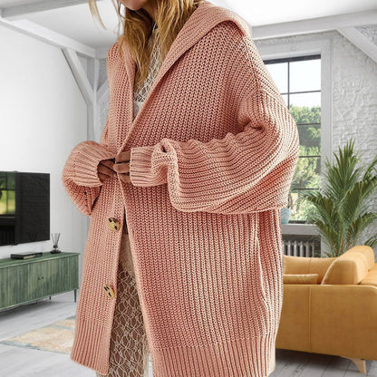 Große Strickjacke Offen Vorne Langärmlig Mit Taschen