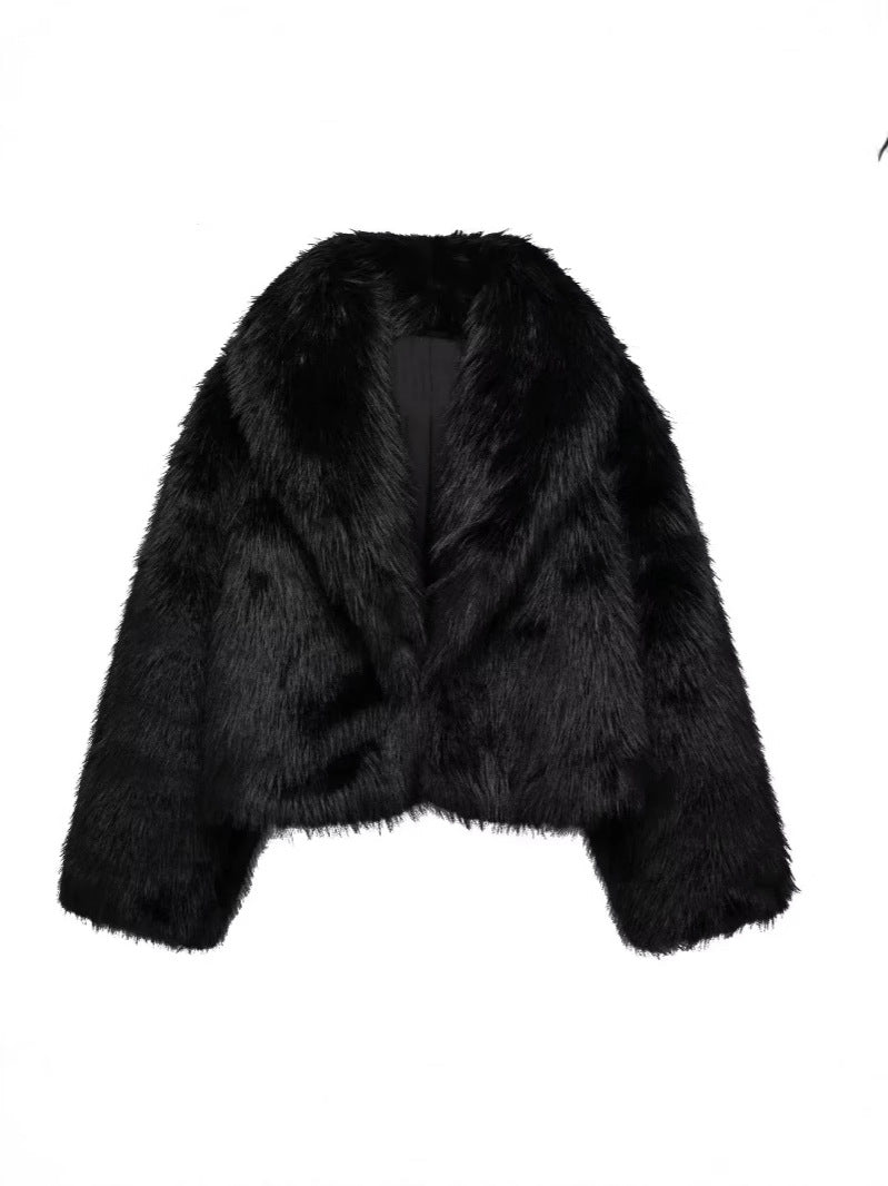 Damen Stylish Kunstfell Jacke Modisch Elegan