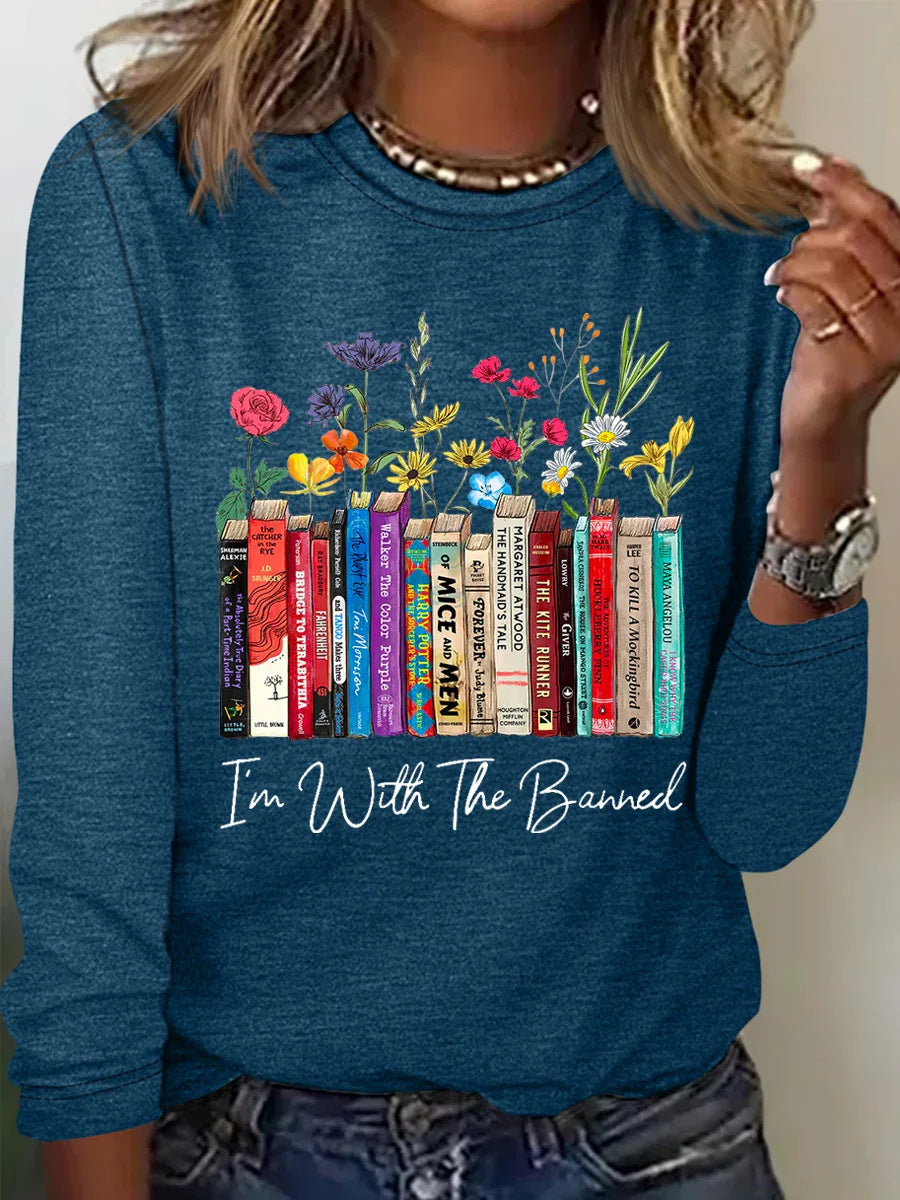 Damen Blumen-Shirt Langarm Romantic Look