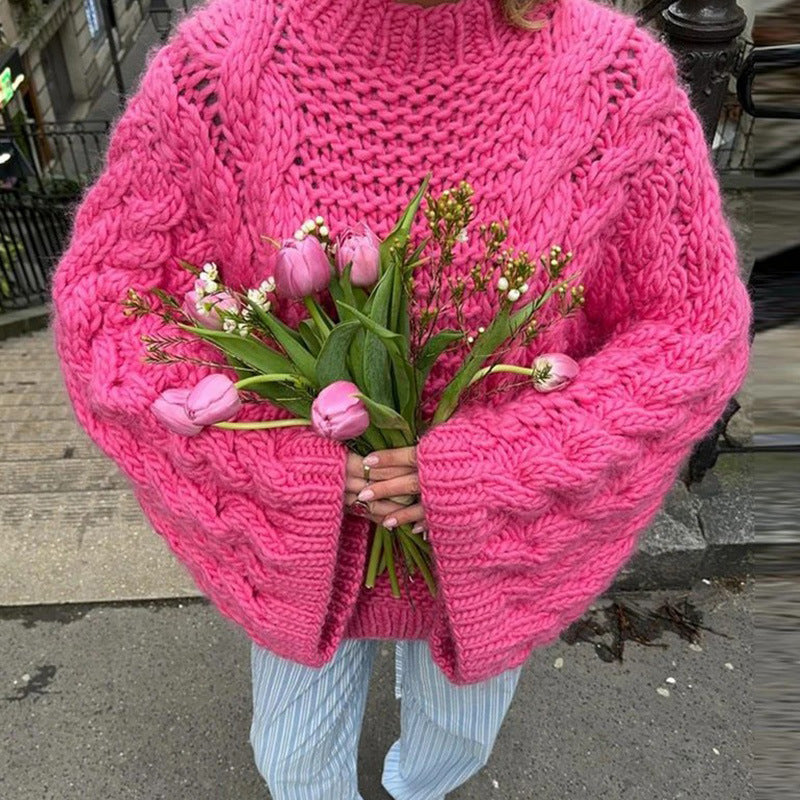 Damen Oversized Pullover Grobstrick Weich - IdealeKleiden
