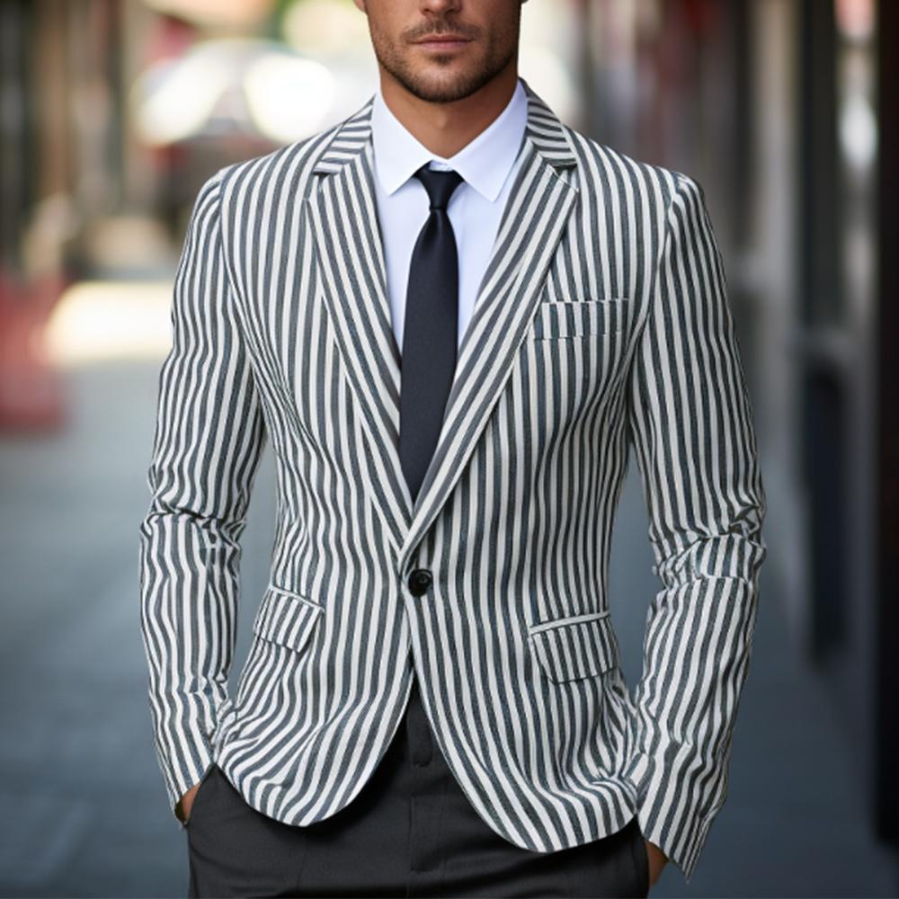 Herren Blazer Slim Fit Streifen Design - IdealeKleiden