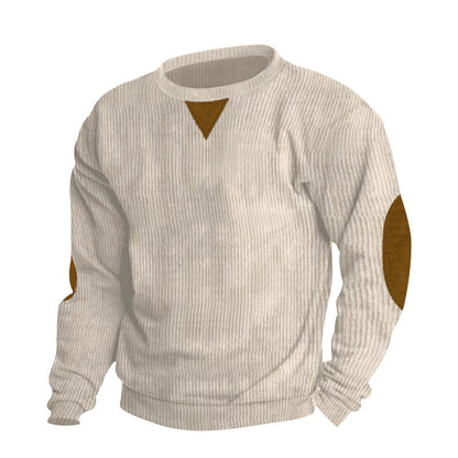 Herren Pullover Modern Strick Design Ellenbogen Patches