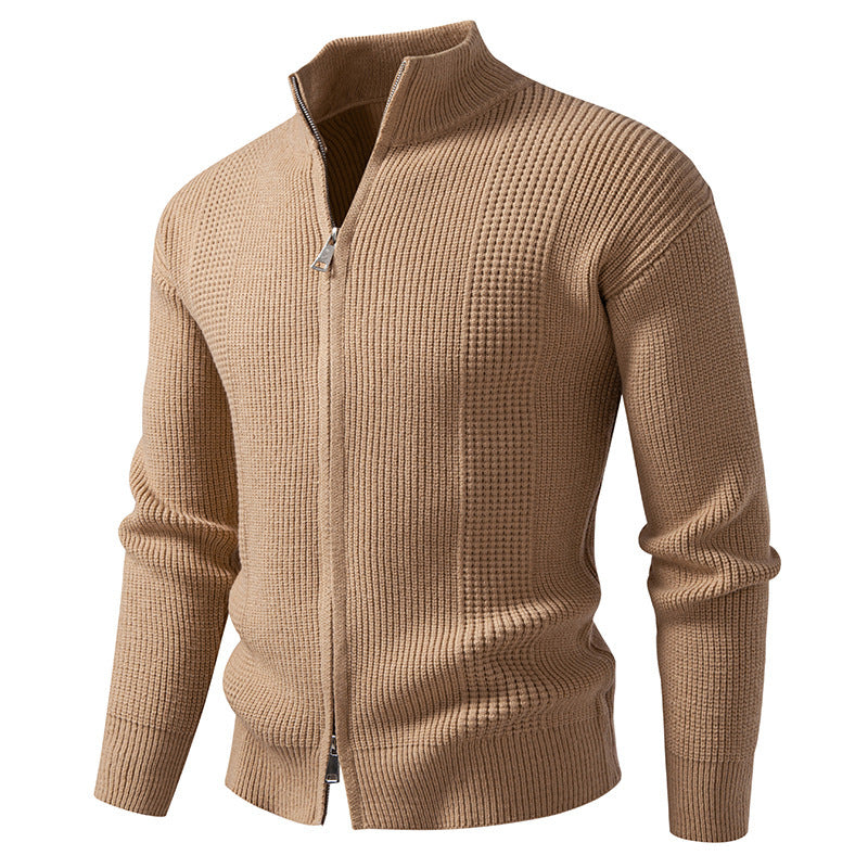 Herren Strickjacke Hochkragen Modern Schnellverschluss