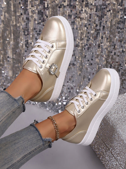 Damen Plateauschuhe Glitzer Kristall Design Schuhe