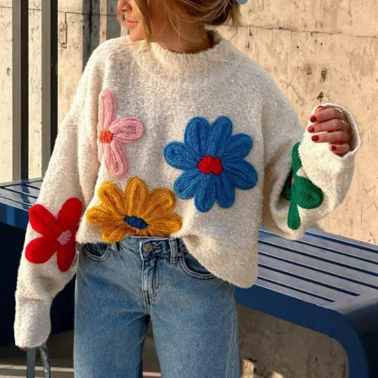 Damen Pullover Floral Elegant Mode - IdealeKleiden