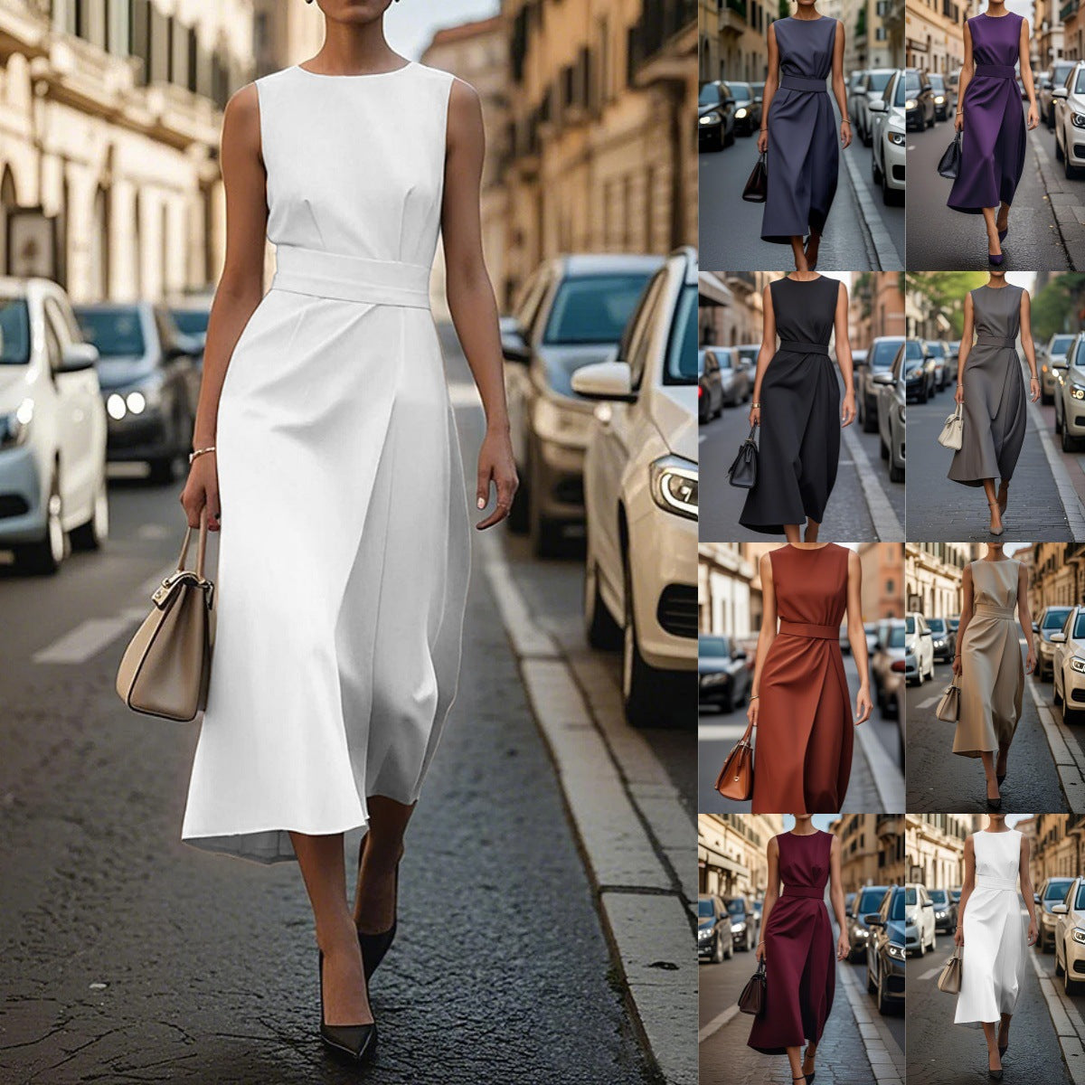 Elegantes Damen Maxikleid Figurbetont Lang - IdealeKleiden