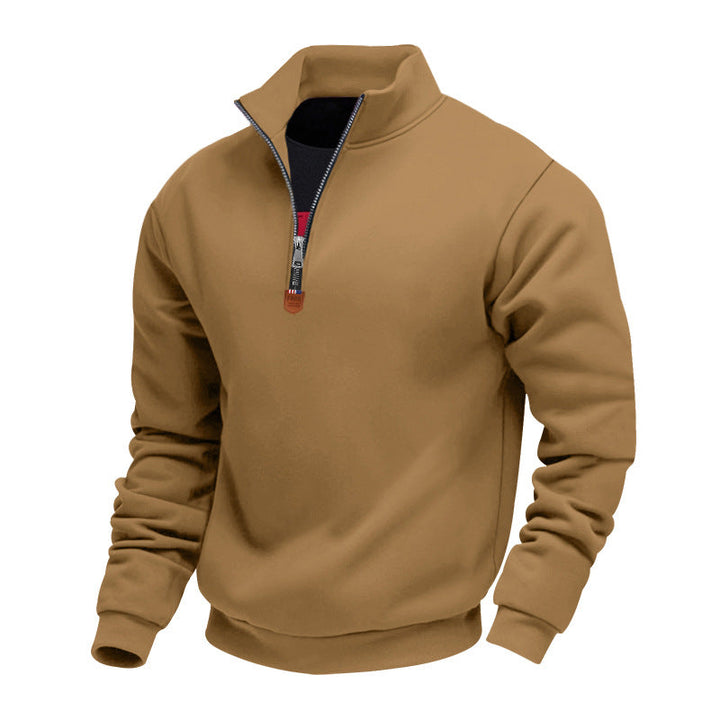 Herren Pullover Sportlich Halbzipper Stehkragen