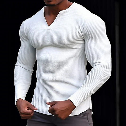 Herren Langarmshirt Strukturiert Elegant - IdealeKleiden