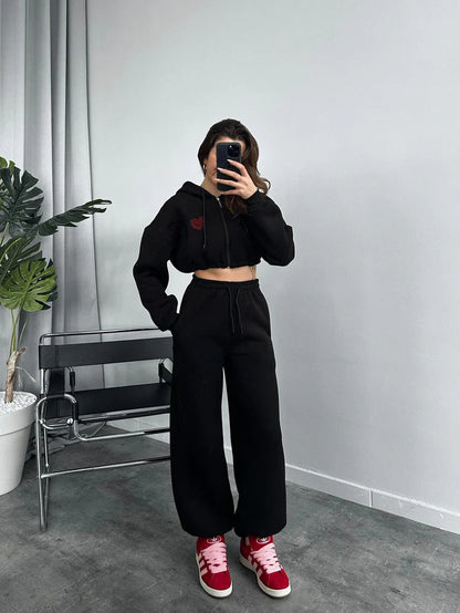 Damen Sportanzug Hoodie Jogginghose Set Bequem