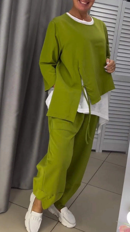 Damen Zweiteiler Lässig Asymmetrisch Trendy
