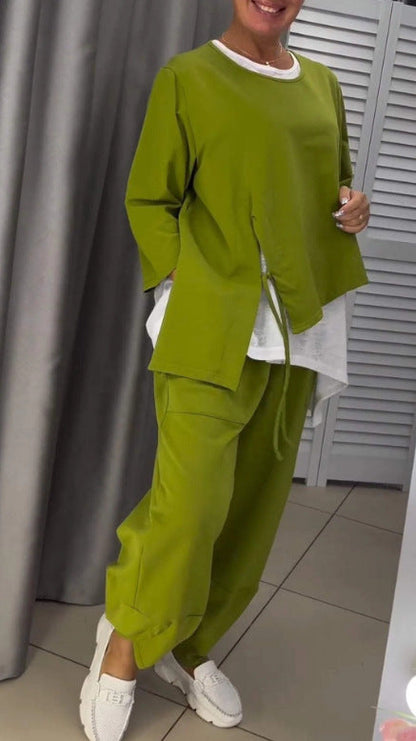 Damen Zweiteiler Lässig Asymmetrisch Trendy