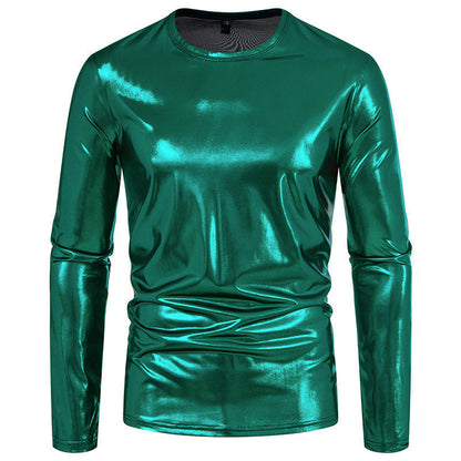 Herren Langarmshirt Glänzend Stretch Baumwolle