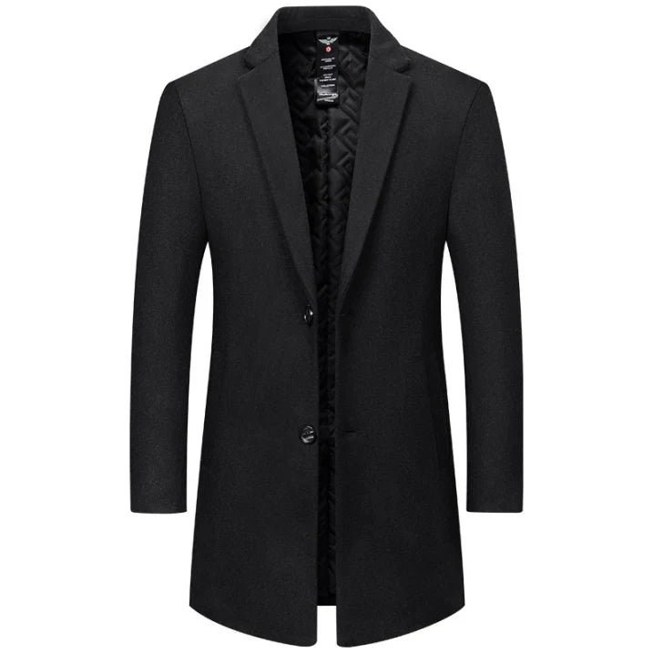 Herren Wintermantel Langschwarz Eleganter Schnitt