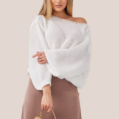 Damen Weicher Off-Shoulder Pullover Trendig Übergröße