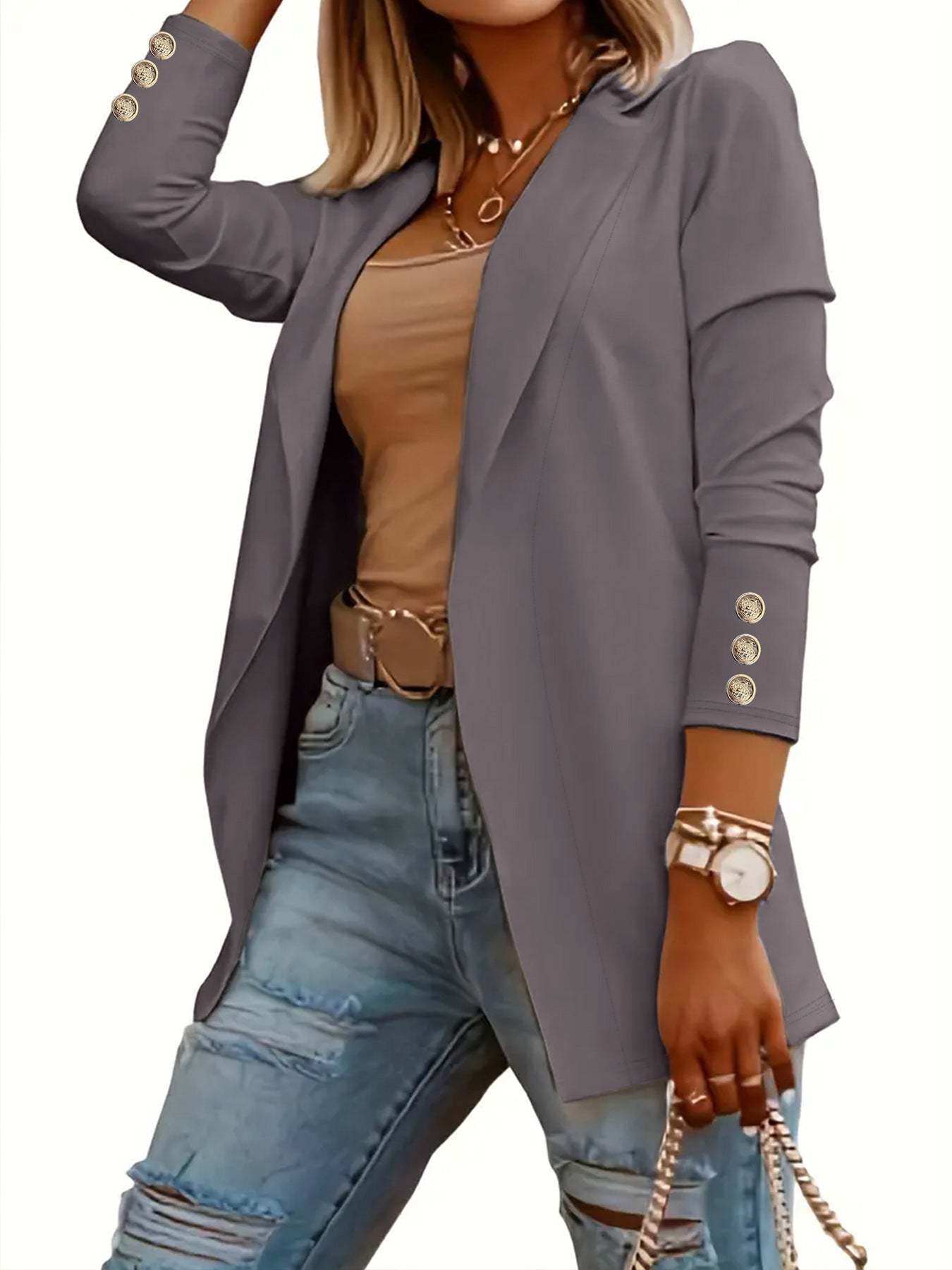 Damen Blazer Elegant Taille Schlank