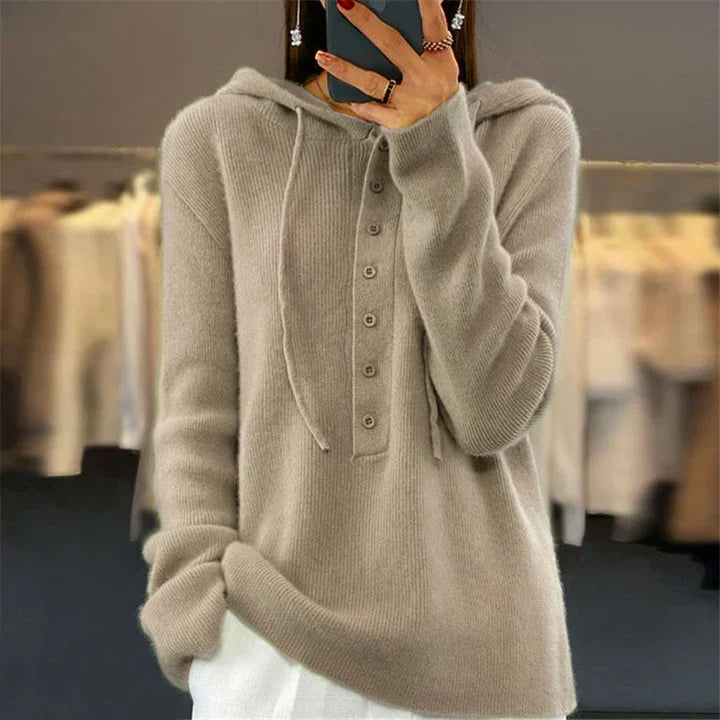 Kapuzenpullover Damen Locker Strick Design