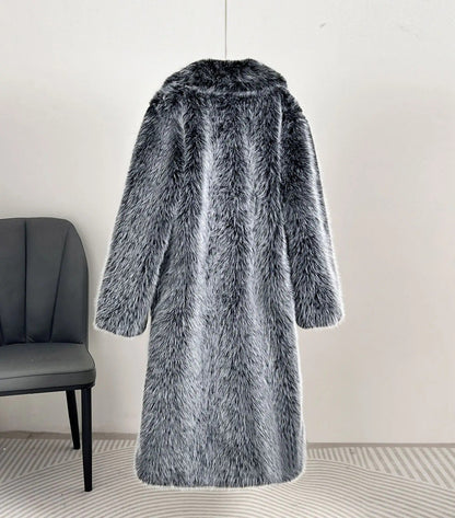 Damen Kunstfellmantel Elegantes Design Großzügig